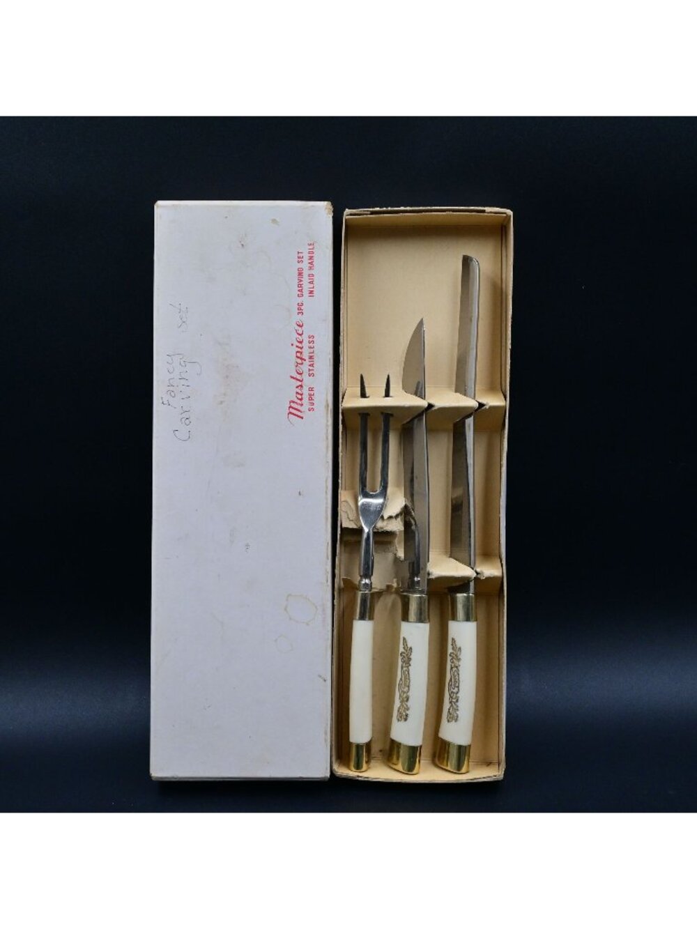 Masterpiece Super Stainless 3Pc Carving Set Royal Brand Cutlery  Vintage